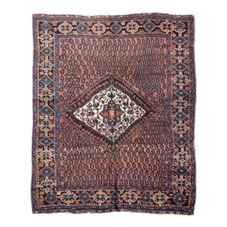 Antique Layla Tribal Village Square Rug, 5.2 x 6.3 For Sale