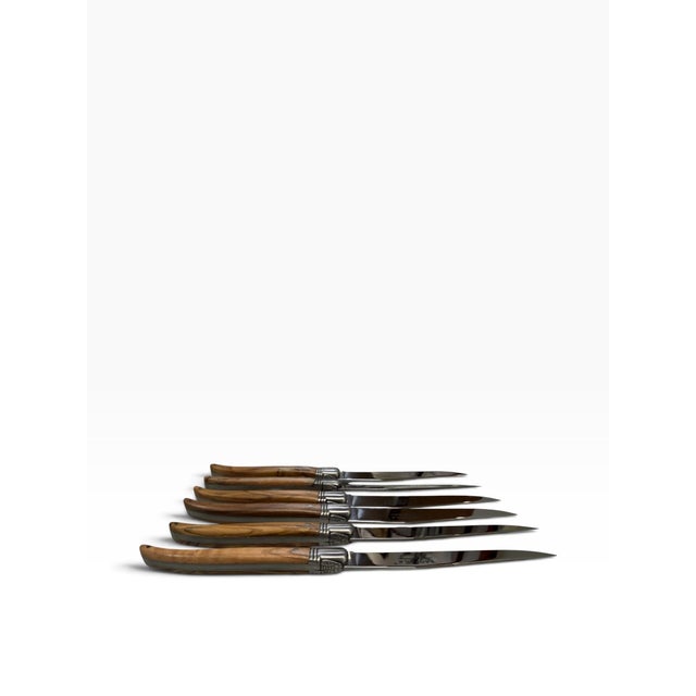 Laguiole Vintage French Laguiole Tradition Olive Wood Steak Knives - Set of 6 For Sale - Image 4 of 7