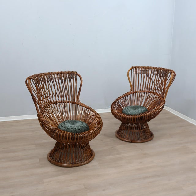 Margherita Armchairs in Rattan and Cane by Franco Albini, 1950s, Set of 2 For Sale - Image 13 of 13