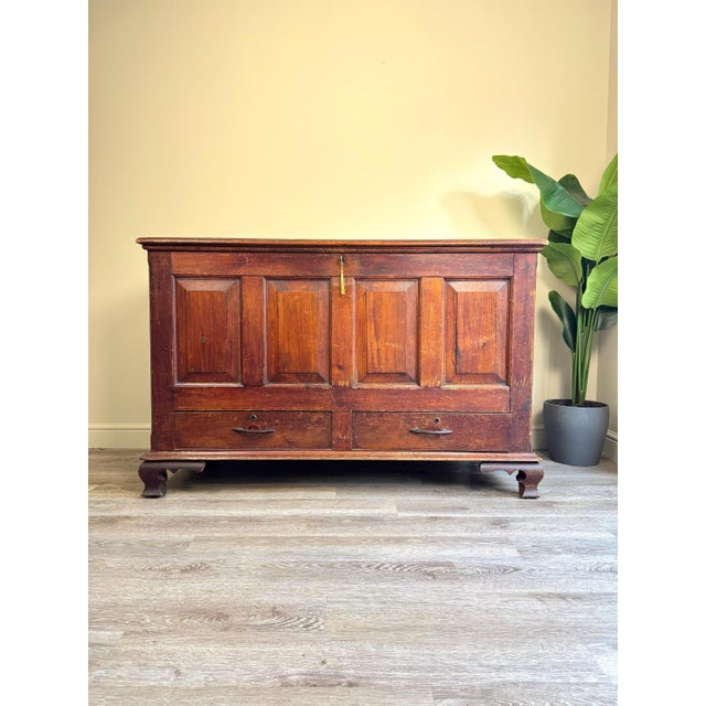 Large Antique 19th Century Oak Dark Wood Blanket Box Chest Coffer with Key Rustic Farmhouse For Sale - Image 15 of 15