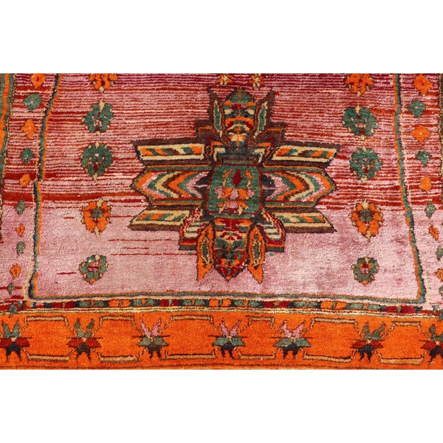 Textile Vintage Caucasian Kazak Rug With Tribal Medallions in Pink and Orange 3'9 X 5'9 For Sale - Image 7 of 11