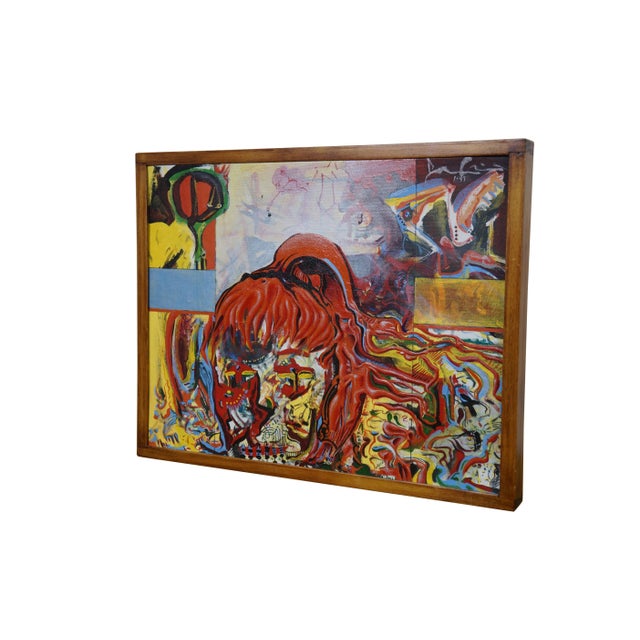 Vintage acrylic oil on canvas board painting titled "Pretty Girl" by Jason Raney Irwin. Depicts an abstract expressionist...