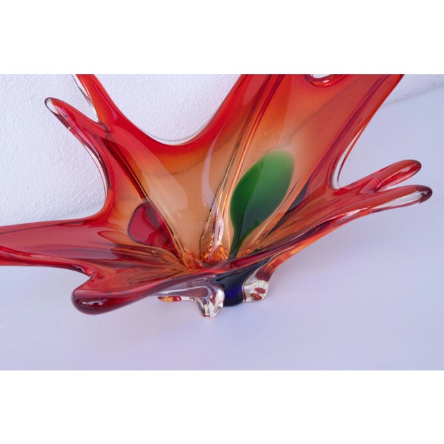 Art Glass Multicolor Brown Basket Fruit Bowl Catchall Italy, Murano Glass 1970s For Sale - Image 6 of 10