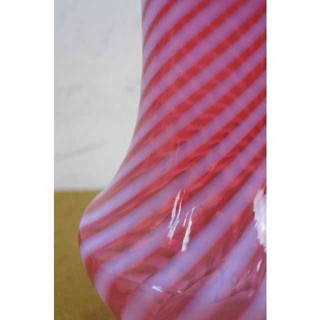 Late 20th Century 3 Fenton Cranberry Glass Opalescent Ruffled Clambroth Vase Basket Bowl Compote For Sale - Image 11 of 16