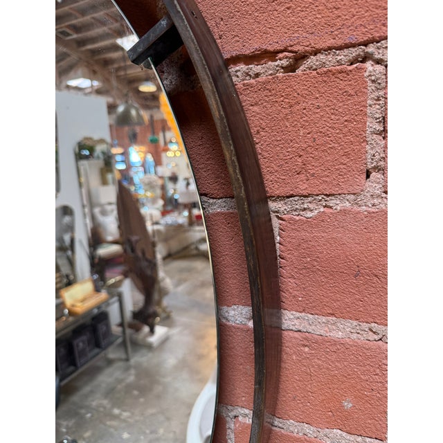 Vintage Oval Iron Frame Wall Mirror With Hanging Loop For Sale - Image 9 of 10