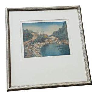 Vintage Framed Signed Wallace Antique Signed Nutting Hand Colored Photo Museum Glass For Sale