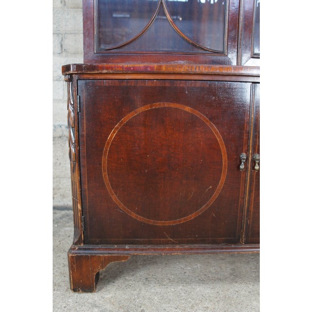 Antique Union National English George III Style Mahogany China Cabinet Bookcase For Sale - Image 11 of 12