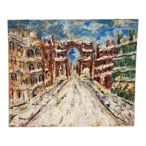 1960s Paris Street Scene Portes Saint-Denis Oil on Board