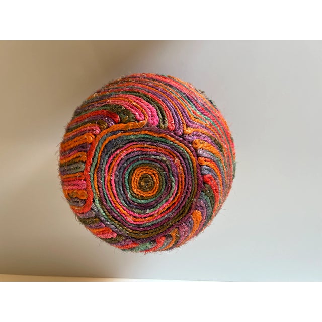 Textile 80's Vintage Colorful Woven Jute Macrame Fiber Art Vase For Sale - Image 7 of 13