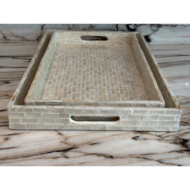 Shell Inlaid Nesting Trays, 2 PCS For Sale - Image 7 of 9