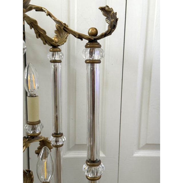 Vintage French Louis XVI Gilded Brass & Crystal Luminaire/Chandelier For Sale - Image 12 of 18