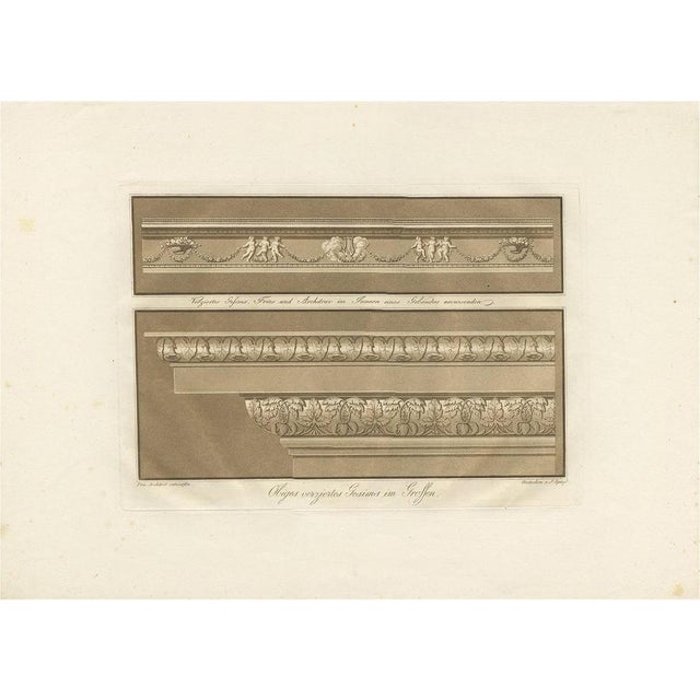 Spiegl, Illustration of the Design of Cornices, 1730, Print For Sale