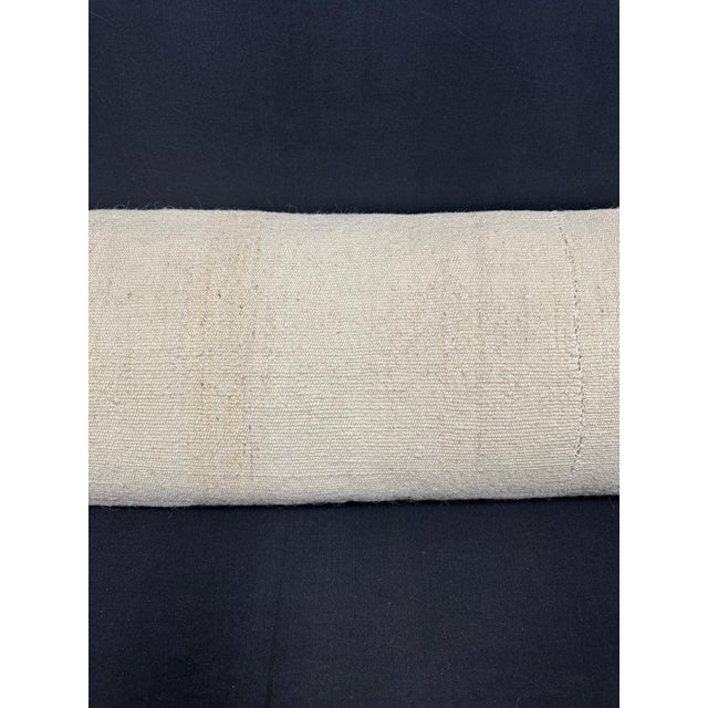 Contemporary Turkish Hemp Pillow Cushion Natural Beige Sky Blue Cushion Cover 14"x45" For Sale - Image 3 of 4