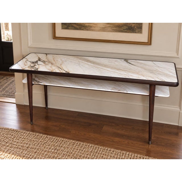 Contemporary Porada Chantal Console in White Calacatta Marble & Black Ash For Sale - Image 3 of 7