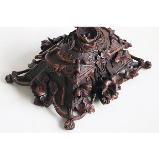 19th Century Swiss Black Forest Jewelry Box in Openly Carved Walnut, 1880 For Sale - Image 4 of 15