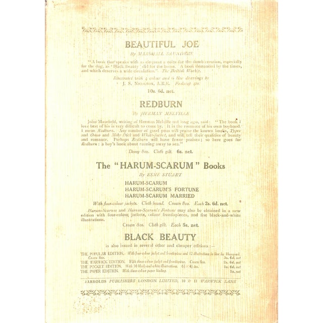 SEWELL, Anna [201] pp. Jarrolds Publishers 9 7/8" x 7 5/8" Illustrated by eighteen plates in colour, end papers specially...