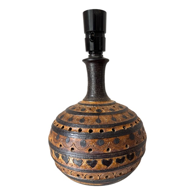 Sgrafitto Heart Table Lamp with Punched-Out Wholes by Jette Hellerøe, Denmark, 1970s For Sale