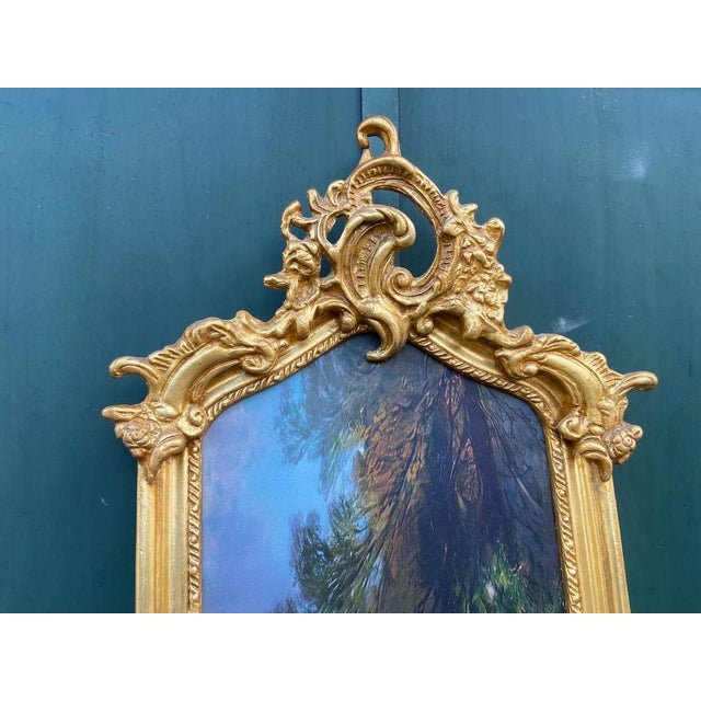 1980s French Louis XVI Gold Beech Gilded Frame Fabric Wall Art For Sale - Image 6 of 8