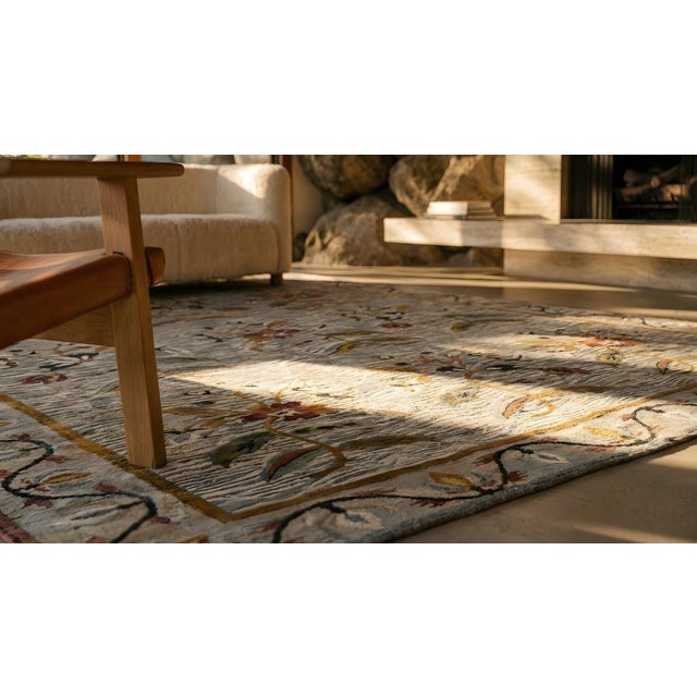 Shocking Grey Ground Color and Multicolor Floral Design Antique Besserabian Flat-Weave Rug For Sale - Image 13 of 14