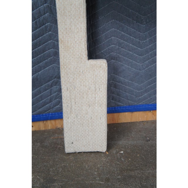 Metal Modern Upholstered Full Size Upholstered Camelback Bed Brass Nailhead Trim For Sale - Image 7 of 8