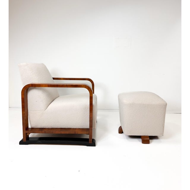 Mid-Century Modern 1930s Swedish Art Deco Chair and Ottoman For Sale - Image 3 of 12