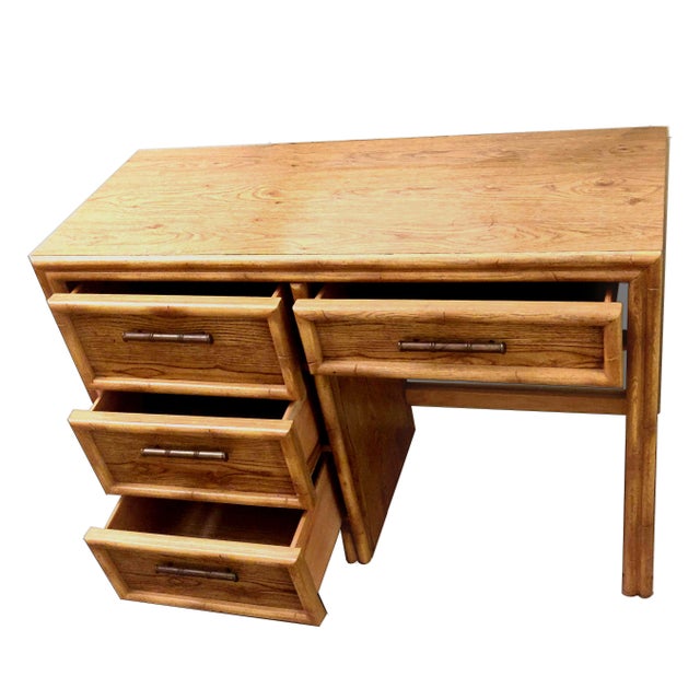 Faux Bamboo Rattan 4 Drawer Writing Desk by Lea the Bedroom People