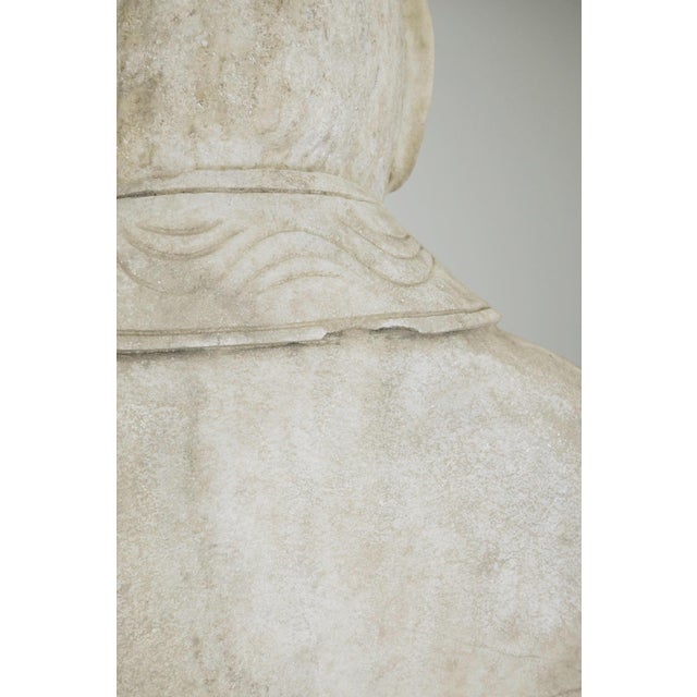 Mid 20th Century Pair of 5.5 Ft. Chinese Marble Civil Officer & Military Leader Statues For Sale - Image 6 of 16