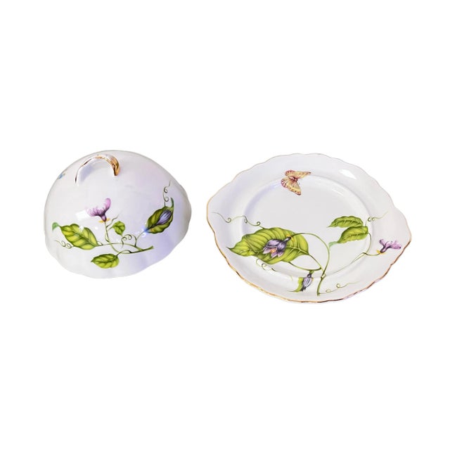 Late 20th Century I. Godinger & Co Round Covered Butter Dish Jardin Pattern For Sale - Image 5 of 10