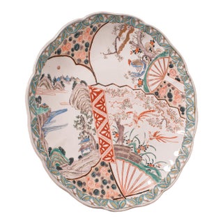 Antique Imari Fruit Plate, Japanese, Meiji Ceramic Decorative Charger, Victorian For Sale