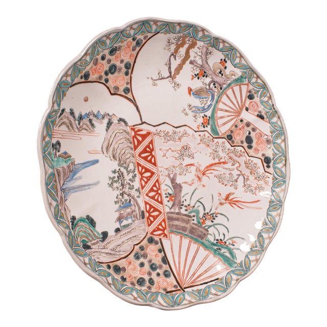Antique Imari Fruit Plate, Japanese, Meiji Ceramic Decorative Charger, Victorian For Sale