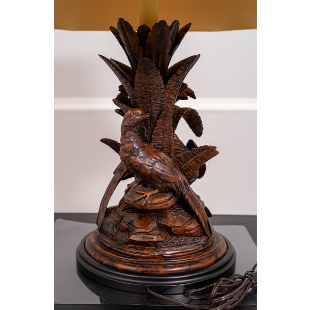 1990s Decorative Pheasant Base Table Lamp W. Shade For Sale - Image 9 of 17