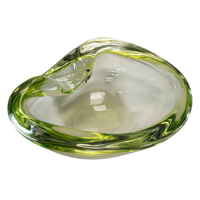 Vintage Italian Murano Glass Vase Bowl in Yellow, 1970 For Sale - Image 4 of 7