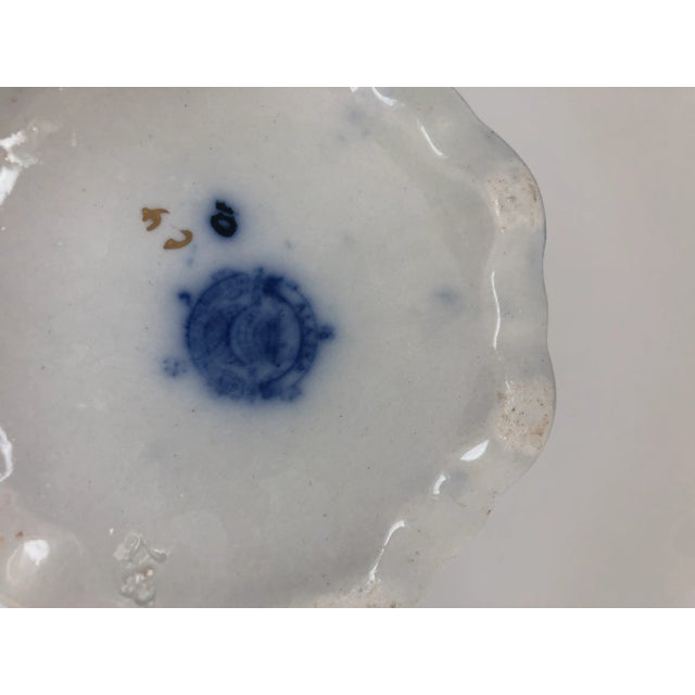 Blue Antique English Flow Blue Water Pitcher For Sale - Image 8 of 10