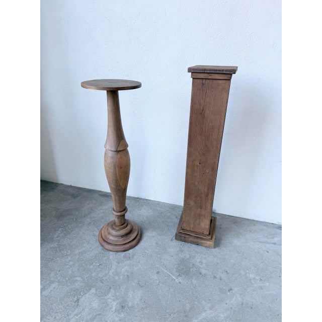 Wooden Column Pedestal Tables, 1950, Set of 2 For Sale - Image 9 of 18