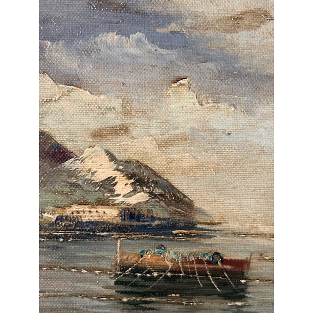 Coastal Framed Oil on Canvas Seascape Scene, Late 19th Century For Sale - Image 3 of 9