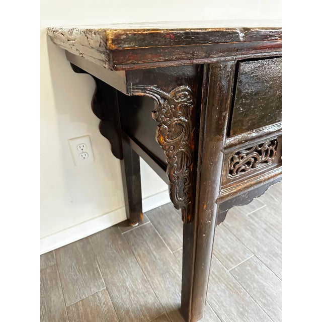 1990s Solid Wood Vintage Console Table For Sale - Image 5 of 11