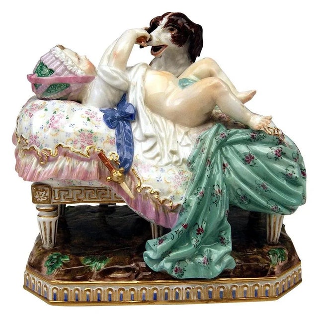 Placidness of Childhood Figurine Group attributed to Acie for Meissen, 1840s For Sale - Image 11 of 11
