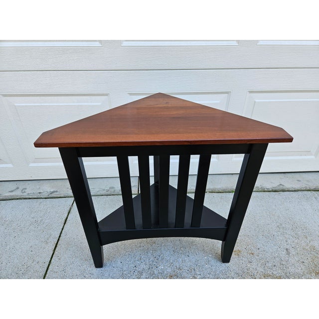 1990s Ethan Allen Cherry Top American Impressions Triangular Side Table For Sale - Image 5 of 9
