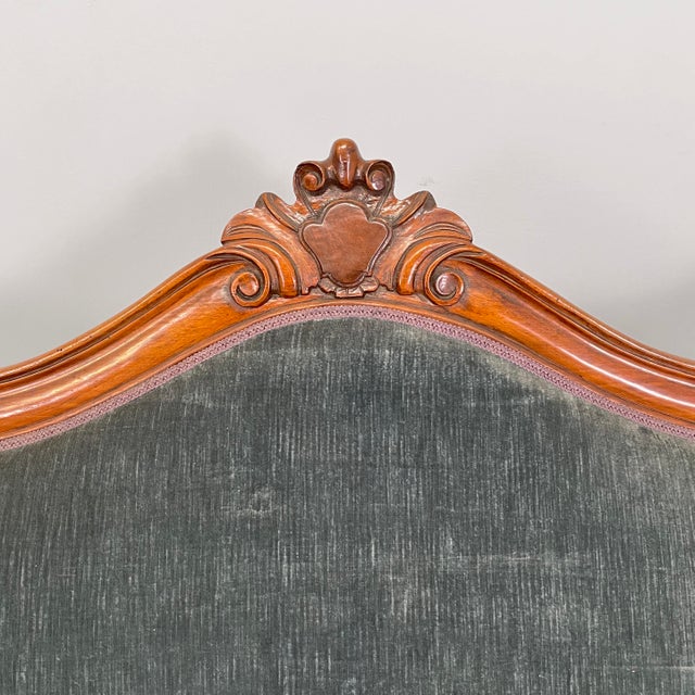 Italian Louis XVI Style Sofa in Light Blue Velvet and Wood, 1930s For Sale - Image 10 of 18
