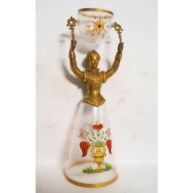 What a perfect gift for a wedding or anniversary! Lovely Blown glass wedding cup with a bust of a lady holding the cup on...