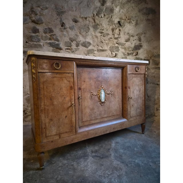 Antique Louis XVI Burr and Elm Cabinet with Marble Top, 1890s For Sale - Image 18 of 18