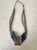 American Vintage Amercian Multi-Strand Liquid Silver Necklace With Azurite and Malachite Pendant For Sale - Image 3 of 3