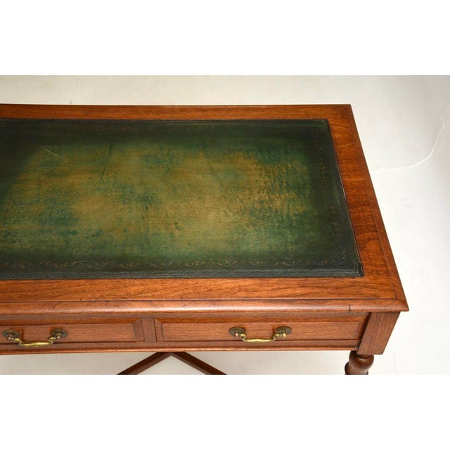 Brown Victorian Walnut Desk with Leather Top, 1890s For Sale - Image 8 of 10