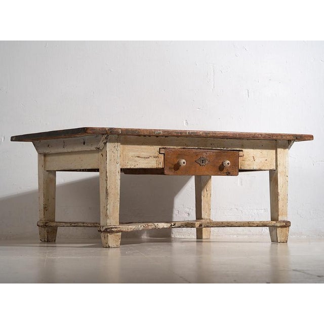 Antique white low side table (c.1920) Dimensions: Width: 119 cm Depth: 79cm Height: 49 cm Style: French Provincial...