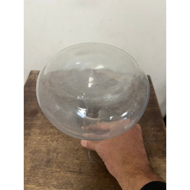 Glass Decanter Handblown Glass Antique Style French Long Pinched Neck For Sale - Image 4 of 4