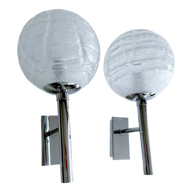Vintage Space Age Glass Sconces from Doria, 1960s, Set of 2 For Sale