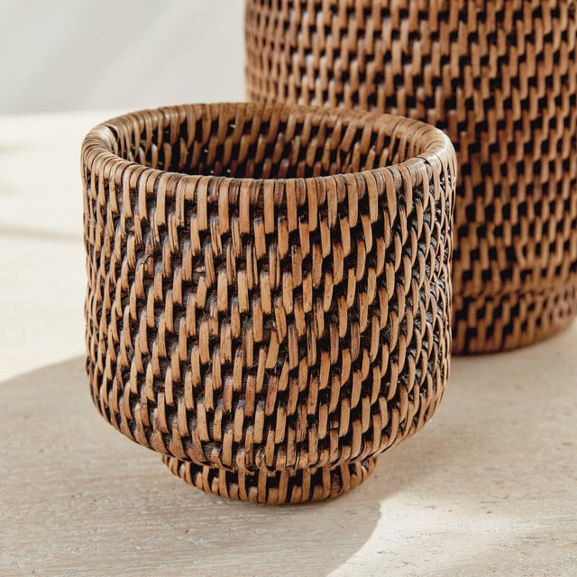 Burma Rattan Cachepots Small, Set Of 2 For Sale In Chicago - Image 6 of 6