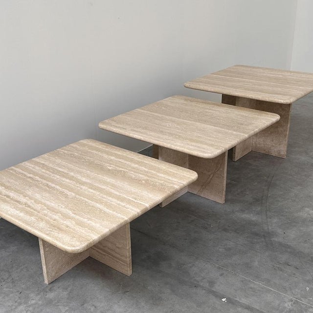 Italian Travertine Nesting Tables, 1970s, Set of 3 For Sale - Image 6 of 16