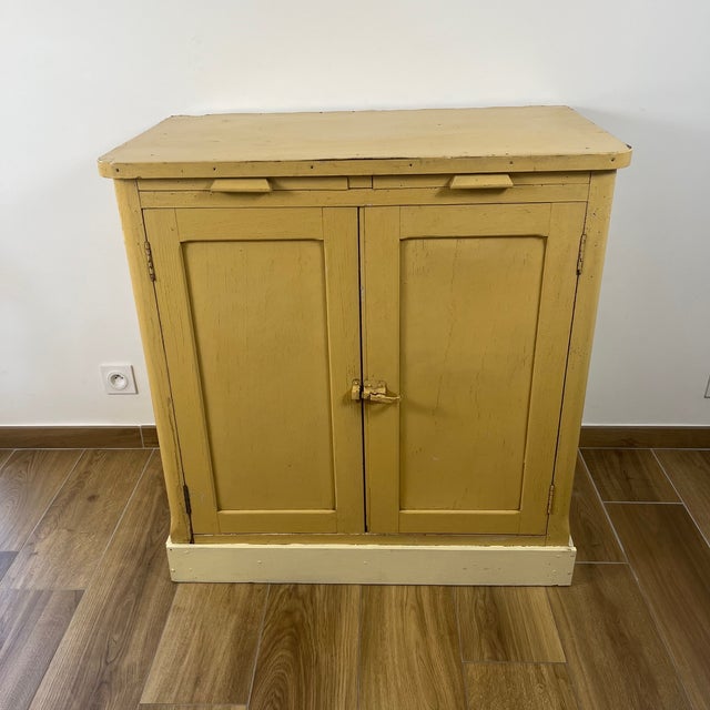 Yellow Antique Butter-Yellow Kitchen Sideboard, Late 19th-Early 20th Century For Sale - Image 8 of 18