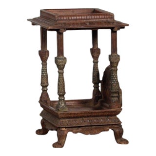 Antique Indian Teakwood and Brass Mandir or Temple For Sale